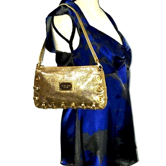 Michael Kors Handbags - Michael Kors Metallic Gold Python Embossed Purse